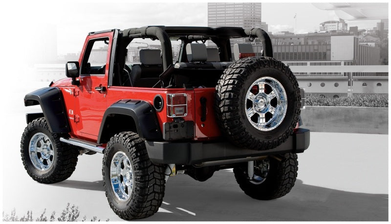 Bushwacker 07-18 compatible with Jeep Wrangler Max Pocket Style Flares 2pc Extended Coverage Black 10046-02