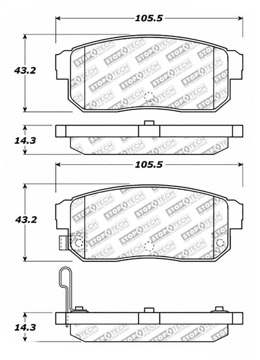 StopTech 04-11 Mazda RX-8 Street Select Rear Brake Pads 305.1008