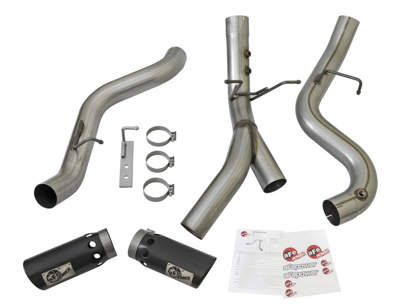 aFe LARGE BORE-HD 4in 409-SS DPF-Back Exhaust w/Dual Black Tips 2017 GM Duramax V8-6.6L (td) L5P 49-44086-B