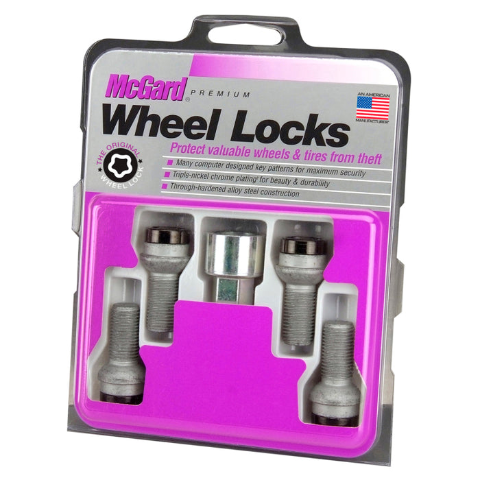 McGard Wheel Lock Bolt Set 4pk. (Radius Seat) M14X1.5 / 17mm Hex / 27.0mm Shank Length Black 28374