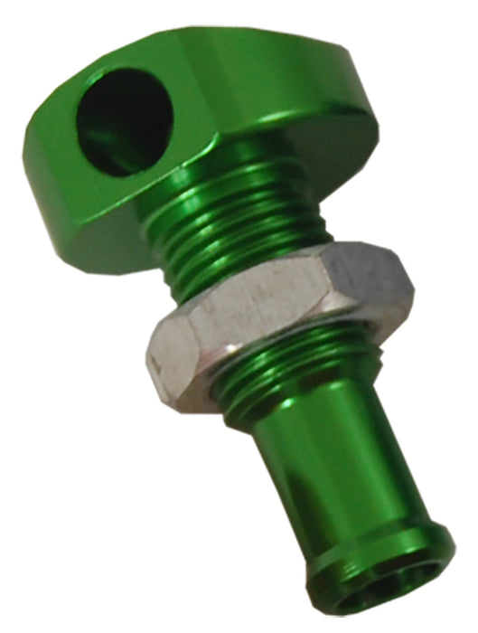 Blowsion Billet Thru-Hull Water Fitting Green 3/8" 90 Deg. 04-03-004