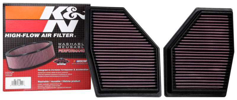 K&N 2020 BMW M550i 4.4L V8 Replacement Air Filter (2 Per Box) 33-3155