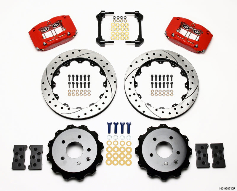 Wilwood Dynapro Radial Rear Kit 13.00in Drilled Red Compatible with Nissan 350Z/Fiti G35 140-9507-DR