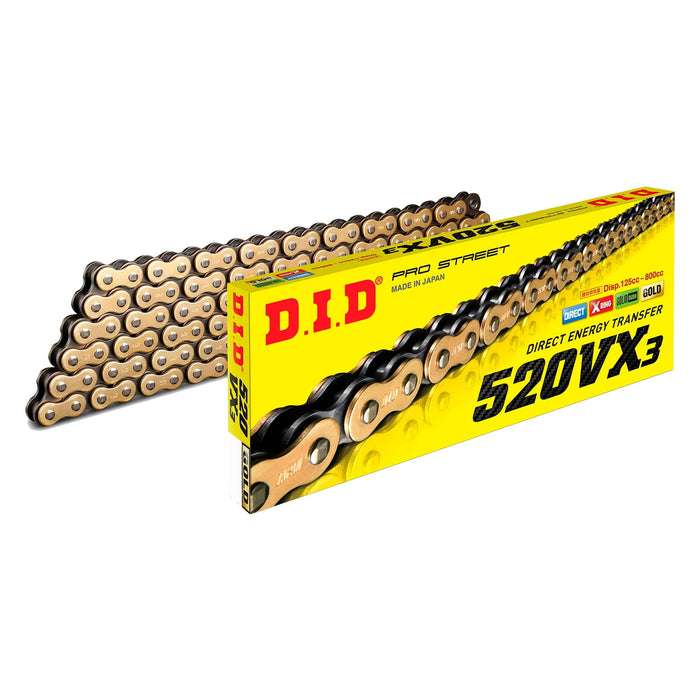 D.I.D 520VX3G110FB 520VX3 Professional O-Ring Series Chain 110 Links Gold