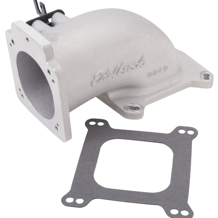 Edelbrock Low Profile Intake Elbow 90mm Throttle Body to Square-Bore Flange As-Cast Finish 3848