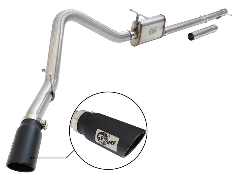 aFe MACHForce XP Exhaust 3in-3.5in SS Single Side Ext CB w/ Black Tip 99-04 Ford F150 V8 5.4L/6.8L 49-43076-B