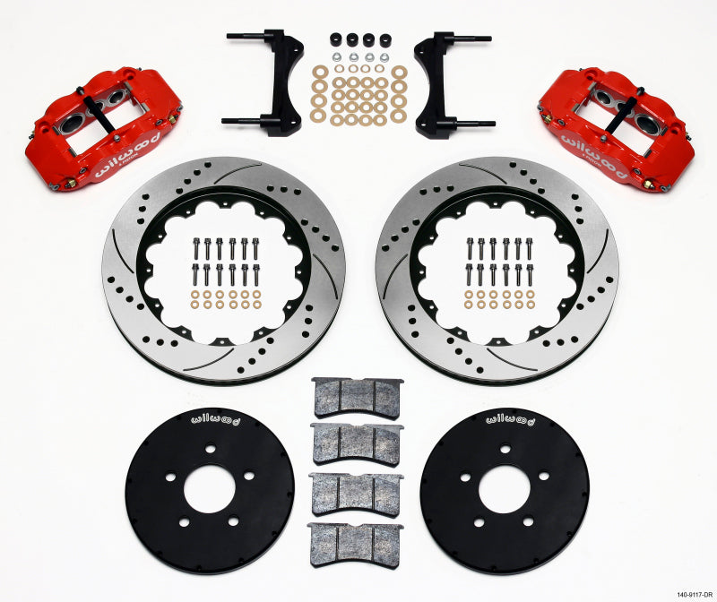 Wilwood Narrow Superlite 6R Front Hat Kit 14.00in Drill Red 1994-2004 Mustang 140-9117-DR