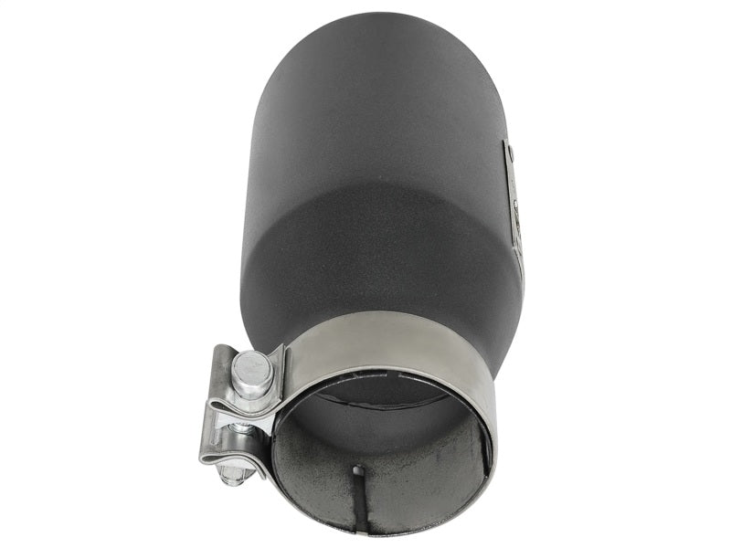 aFe MACH Force-Xp 3in 304 SS Metallic Black Exhaust Tip 3in In x 4-1/2in Out x 9in L Bolt-On Left 49T30452-B091