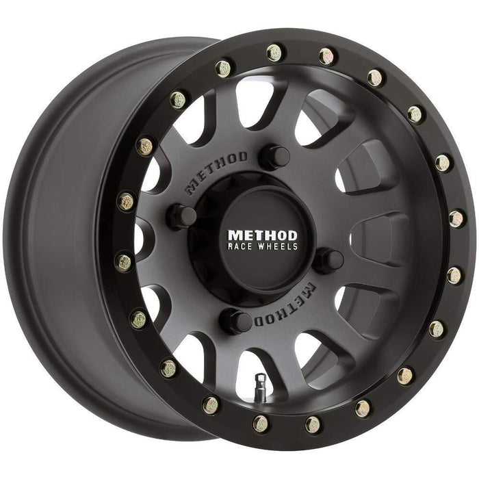 Method MR401 UTV Beadlock 15x6 / 5+1/53mm Offset / 4x136 / 106mm CB Titanium Wheel- Matte Black Ring MR40156047851B