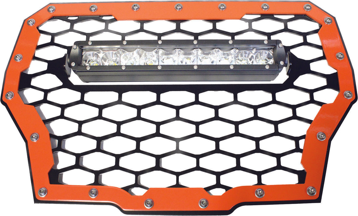 Modquad Front Grill With 10" Light Bar Red For Polaris Rzr Xp Turbo 16-19 RZR-FGLS-T-RD