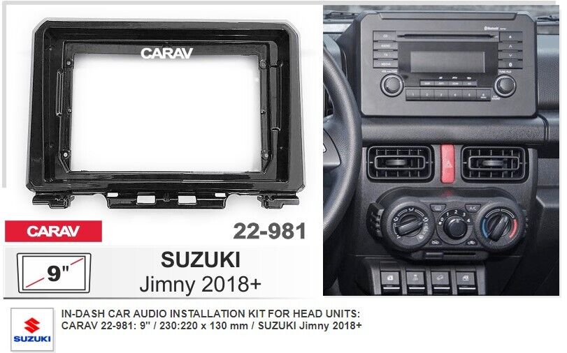 Carav In-Dash Car Audio Installation Kit For Head Units: : 9" 230:220 X 130 Mm