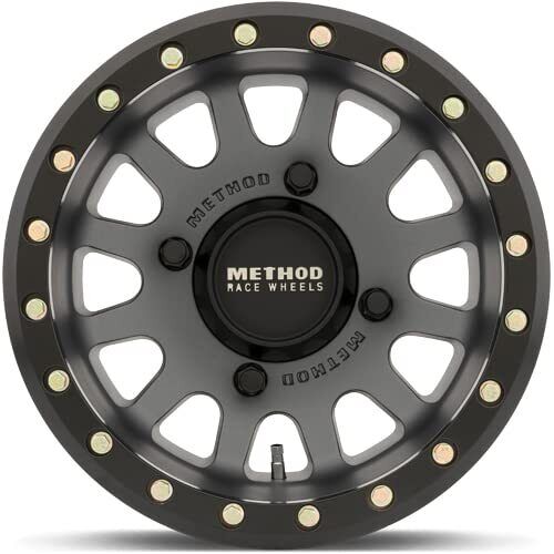 Method MR401 UTV Beadlock 15x6 / 5+1/53mm Offset / 4x136 / 106mm CB Titanium Wheel- Matte Black Ring MR40156047851B