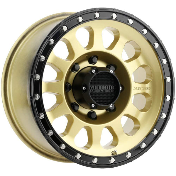 Method MR315 20x10 / 8x6.5 BP / -18mm Offset / 130.81mm CB Gold Black Lip Wheel MR31521080118N