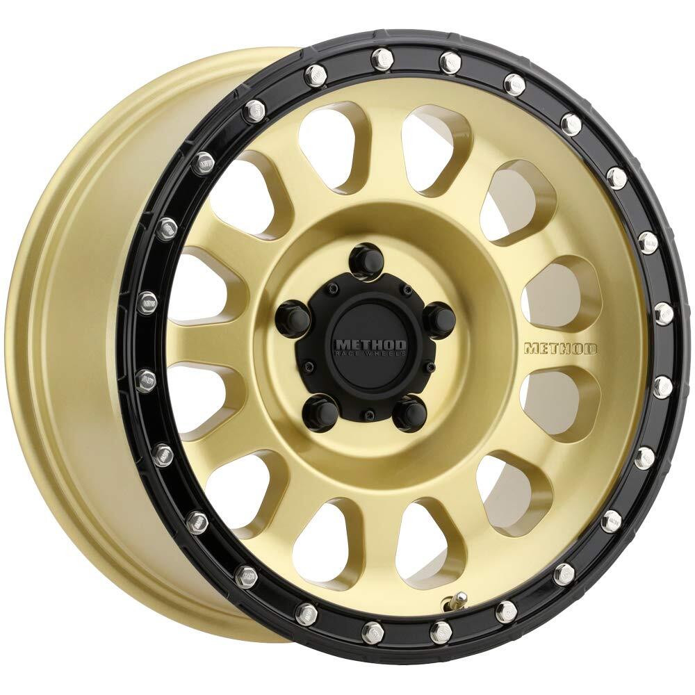 Method MR315 20x10 / 5x5.5 BP / -18mm Offset / 108mm CB Gold Black Lip Wheel MR31521055118N