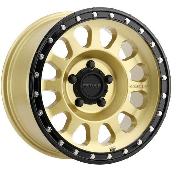 Method MR315 20x9 / 5x5.5 BP / 18mm Offset / 108mm CB Gold Black Lip Wheel MR31529055118