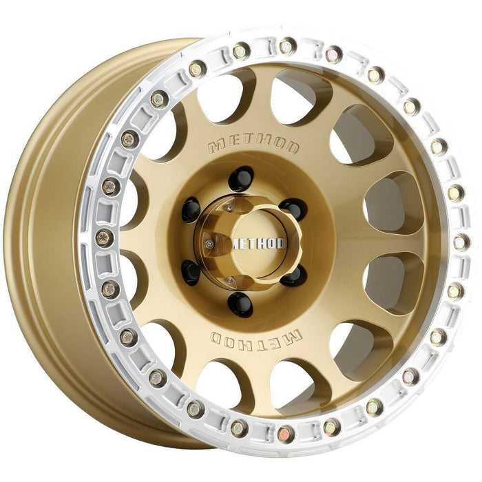 Method MR105 Beadlock 17x9 -38mm Offset 6x5.5 3.50in BS 108mm CB Gold Wheel MR10579060138B