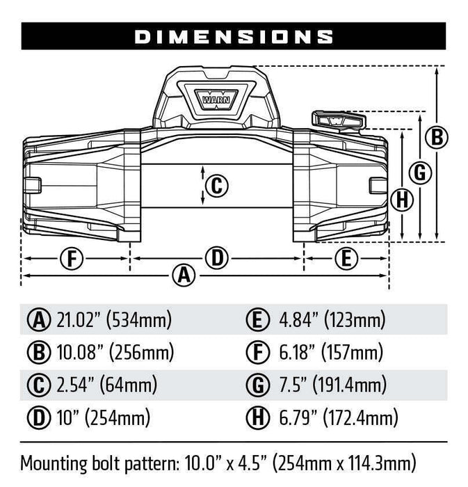 Warn Winch Vehicle Mounted; Vehicle Recovery Winch; 12 Volt Electric; 10000