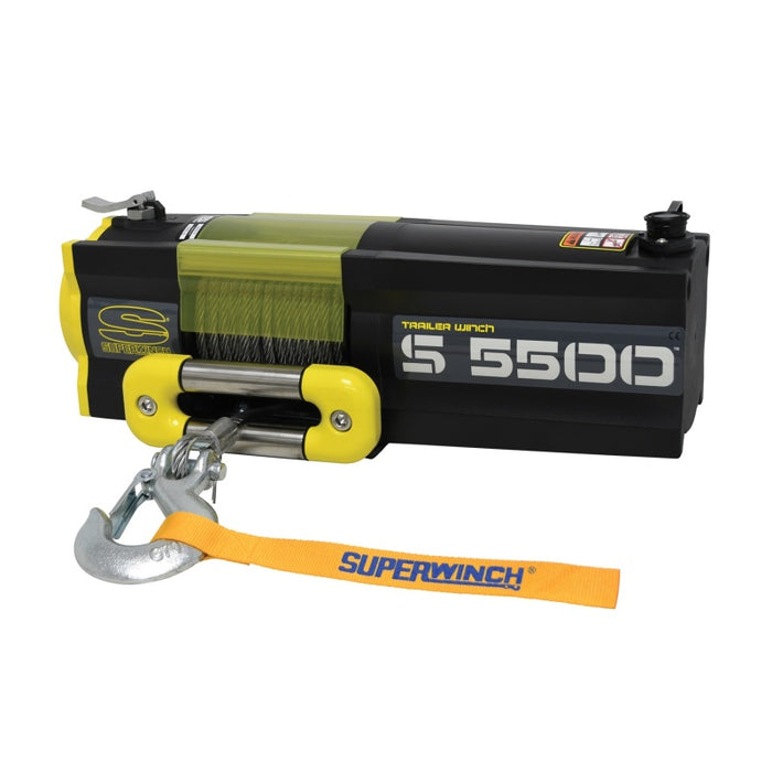 Superwinch 5500 LBS 12V DC 7/32in x 60ft Steel Rope S5500 Winch 1455200