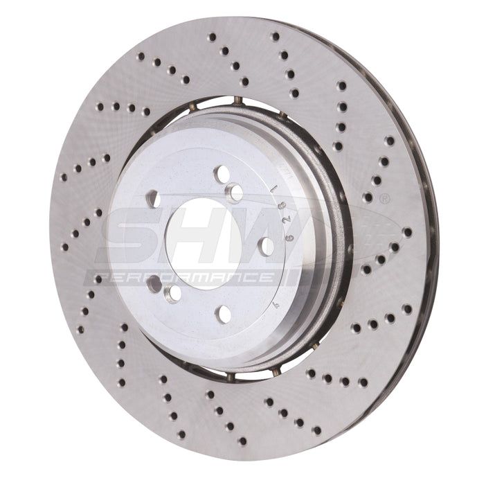 SHW 06-10 BMW M5 5.0L Right Rear Cross-Drilled Lightweight Brake Rotor (34212282808) BRR48081