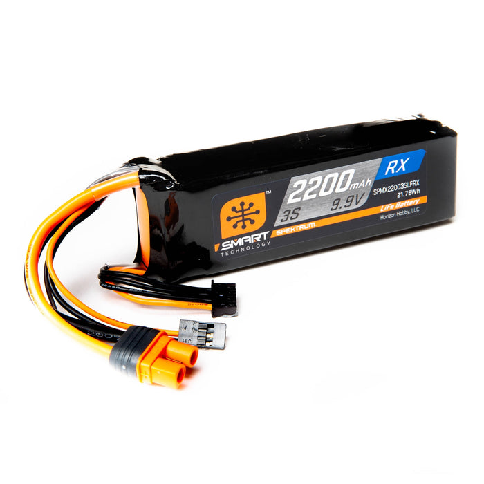 Spektrum SMART 2200mAh 3S 9.9V Smart LiFe ECU Battery IC3 SPMX22003SLFRX Airplane Batteries