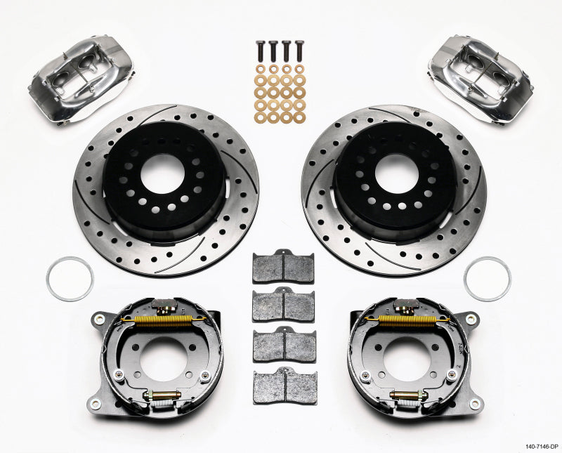 Wilwood Forged Dynalite P/S P-B Kit Drilled Polished Ford 8.8 w/2.5in Offset-5 Lug 140-7146-DP