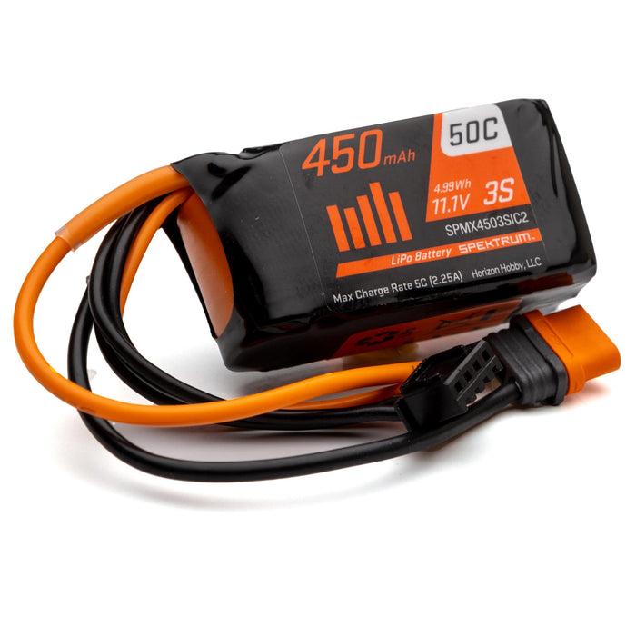 Spektrum 450mAh 3S 11.1V 50C LiPo Battery IC2 SPMX4503SIC2 Airplane Batteries