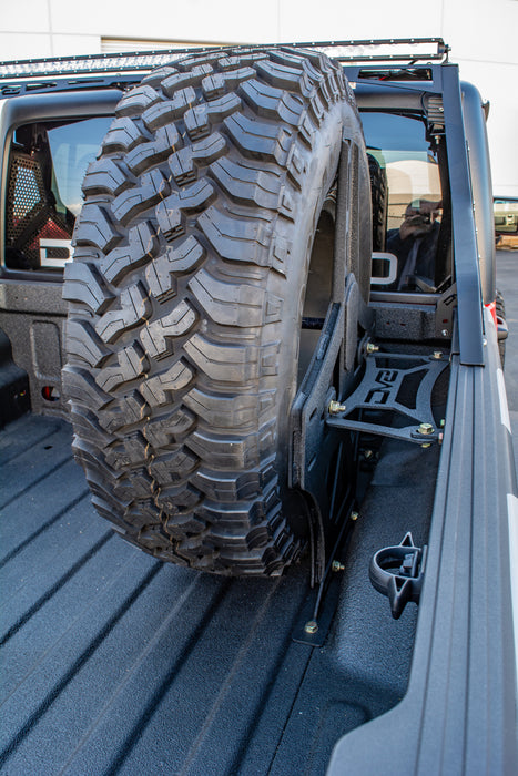 DV8 Offroad 2019+ compatible with Jeep Gladiator Universal Stand Up In-Bed Tire Carrier TCGL-02