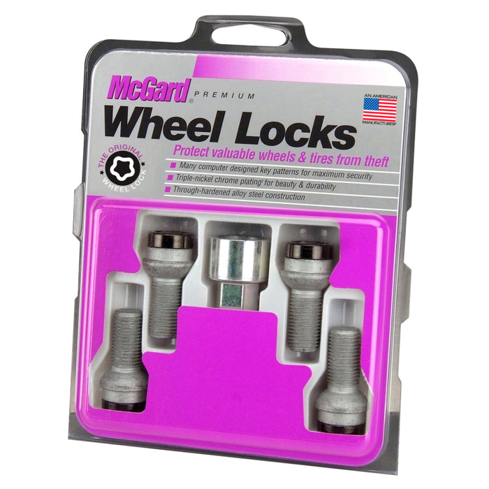 McGard Wheel Lock Bolt Set 4pk. (Radius Seat) M14X1.5 / 17mm Hex / 26.7mm Shank Length Black 28318