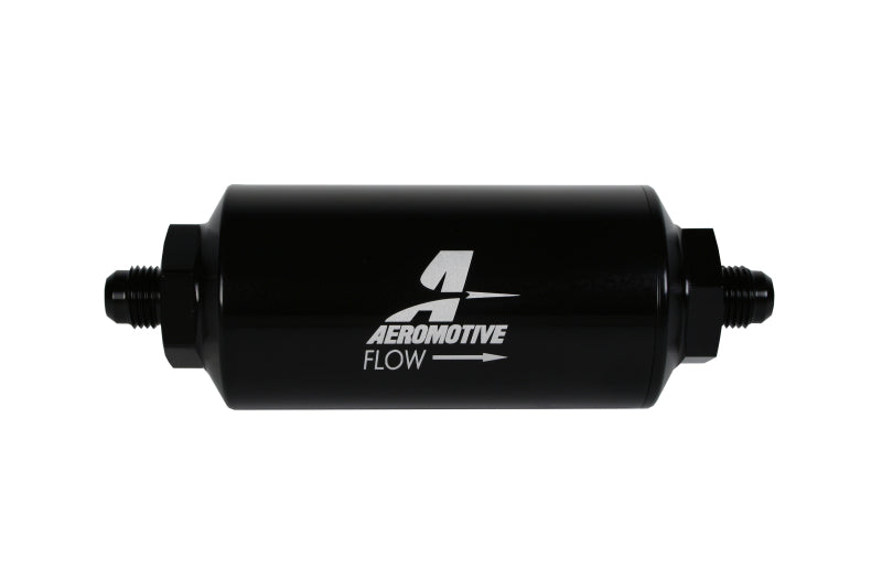 Aeromotive In-Line Filter (AN-6 Male) 10 Micron Fabric Element Bright Dip Black Finish 12347