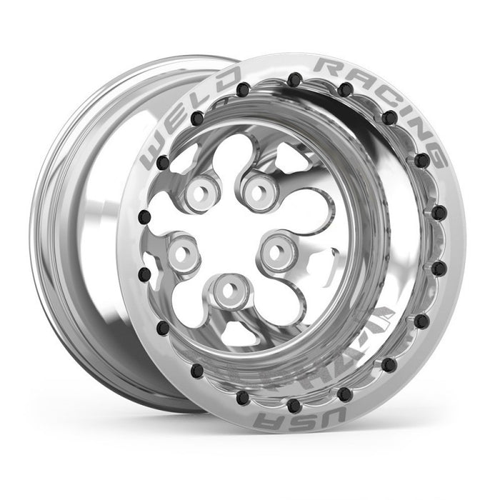 Weld Alpha-1 15x12 / 5x4.5 BP / 4in. BS Polished Wheel Black Double Beadlock MT 83P-512206MB