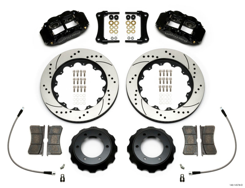 Wilwood Narrow Superlite Black 6R Front Kit 14in Drilled Rotor w/ Lines 05-15 Toyota Tacoma 140-14578-D