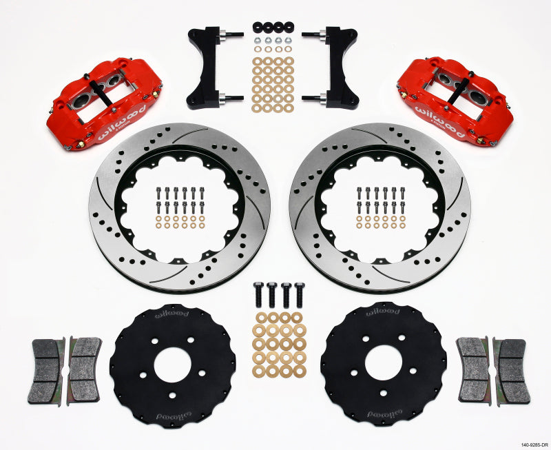 Wilwood Narrow Superlite 6R Front Hat Kit 14.00in Drilled Red Mitsubishi EVO VIII 140-9285-DR