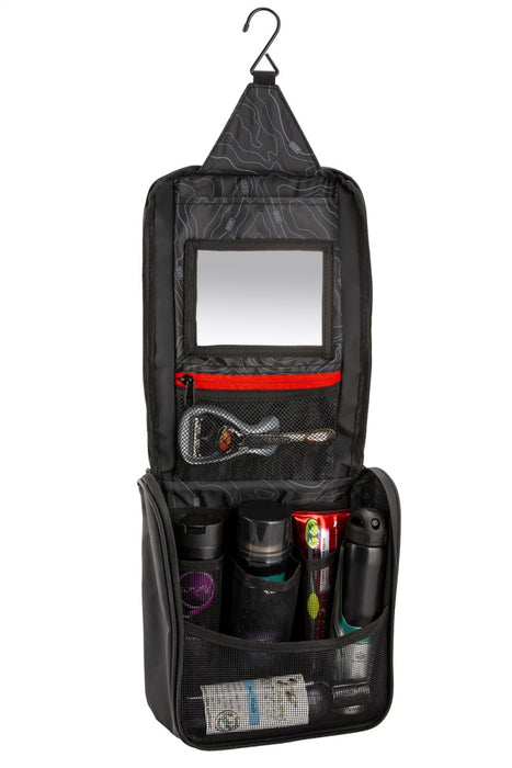 ARB Toiletries Bag Charcoal Finish w/ Red Highlights PVC Outer Shell Mesh Pockets Mirror ARB4209