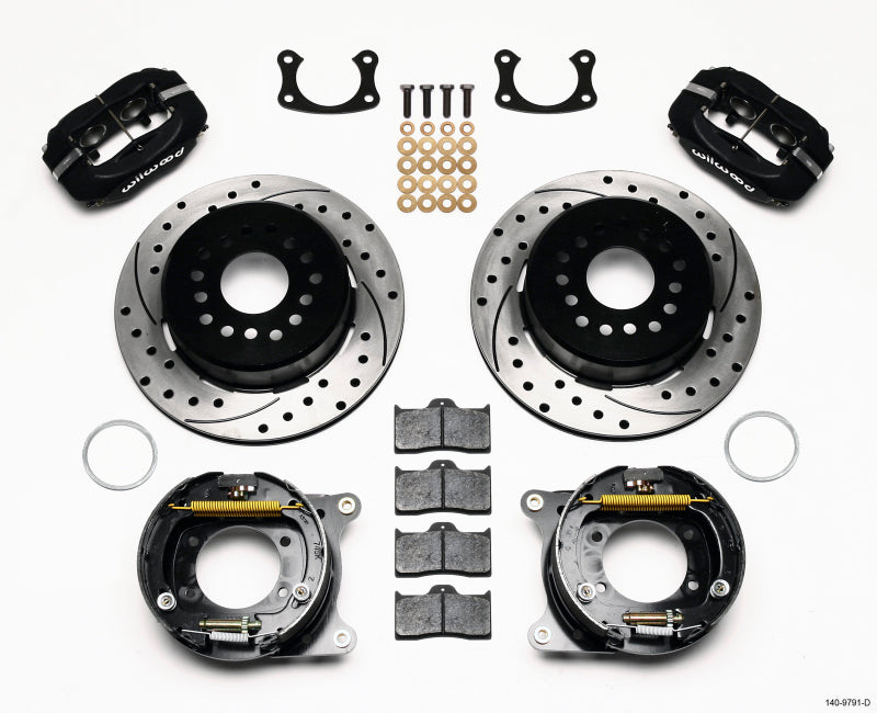 Wilwood Forged Dynalite P/S Park Brake Kit Drilled New Big Ford 2.50in Offset Front Caliper Mount 140-9791-D