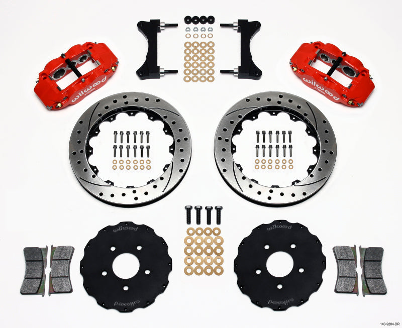 Wilwood Narrow Superlite 6R Front Hat Kit 13.06in Drilled Red Mitsubishi EVO VIII 140-9284-DR