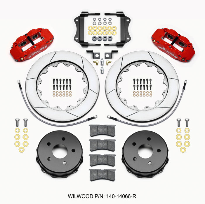 Wilwood Narrow Superlite 4R Rear Kit 14.00in Red 2007-up compatible with Jeep JK w/Lines 140-14066-R