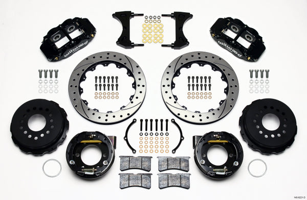 Wilwood Narrow Superlite 4R Rear P-Brk Kit 12.88in Drilled 2005-2014 Mustang 140-9221-D