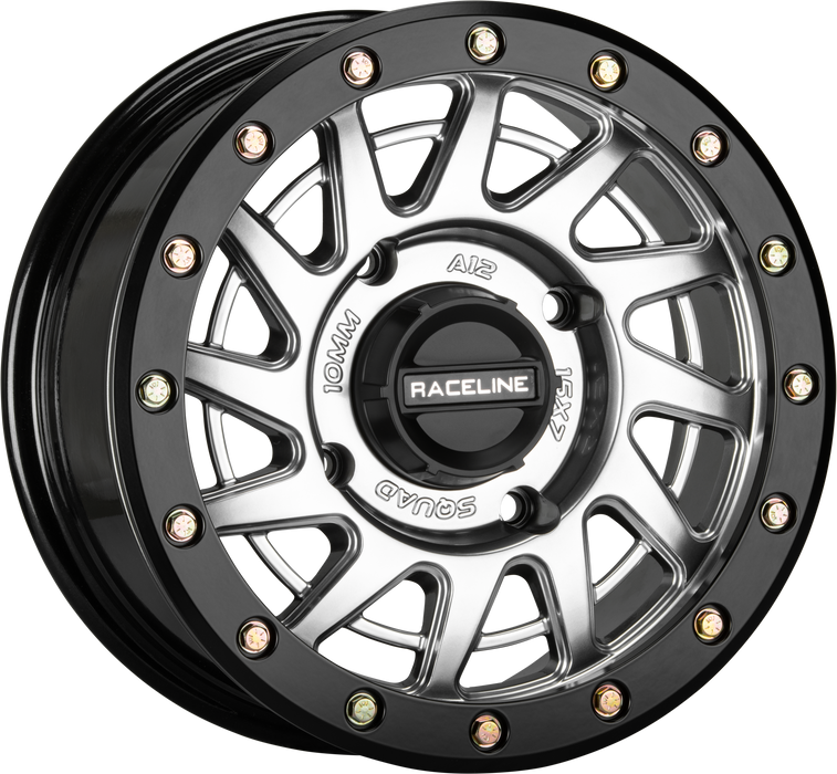 Raceline A12SB-57056+38 Squad Beadlock Wheel - 15x7-6+1-4/156 - Hyper Silver/Black