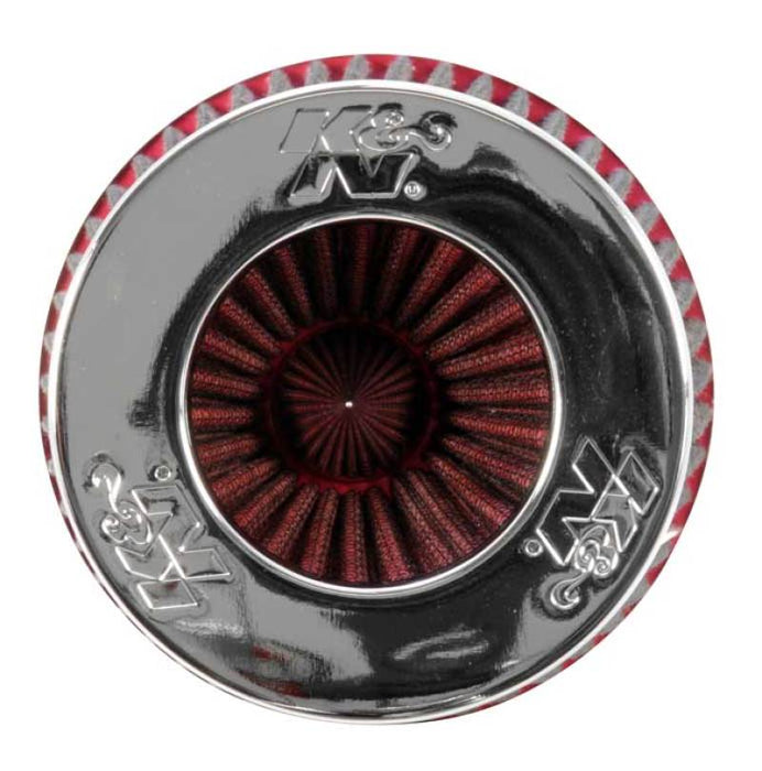 K&N Universal Air Filter Chrome Round Tapered Red 4in Flange ID x 1.125in Flange Length x 9.5in H RG-1002RD