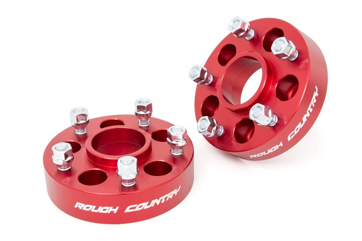 Rough Country 1.5 Inch Wheel Adapters 5X4.5 To 5X5 Red Fits Jeep Cherokee Xj/Comanche Mj/Wrangler Tj 1092RED
