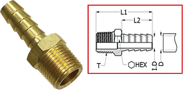 SP1 SPI-Sport Part MR-07304-1 Hose Barb Fitting - Male 3/8in. NPT Thread X 5/16in.