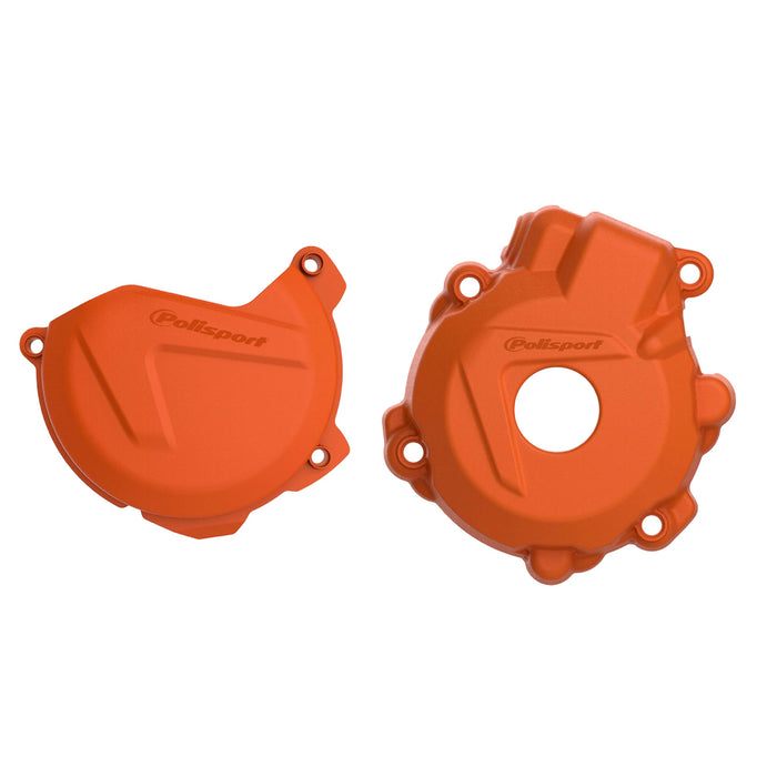 Polisport Clutch and Ignition Cover Protector Kit (Orange) - Compatible with KTM EXC-F 250 (2014-2016)