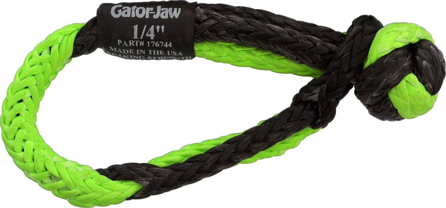 Bubba Rope 176744 Synthetic Shackle Mini Gator-Jaw 1/4" Breaking Strength of 11,000 lb. with Plasma in Green and Black, Ideal for ATV, UTV, Personal Water Craft and Power Sport Equipment – PAIR (2)