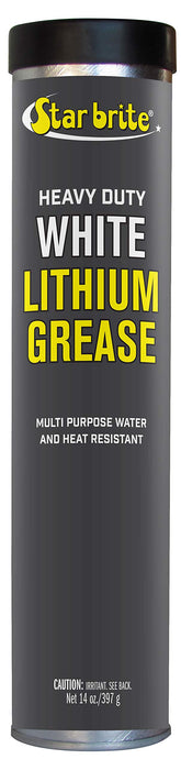 STAR BRITE Heavy-Duty White Lithium Grease - 14 OZ Cartridge - All-Weather, High-Performance Lubricant for Marine, Auto, and Industrial Applications (026214)