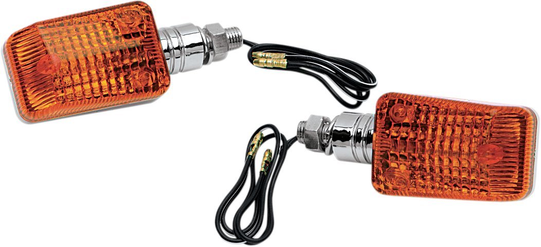 K&S Technologies DOT Approved Halogen Mini-Stalk Turn Signals - Chrome w/Amber Lens, Finish: Chrome 25-7502