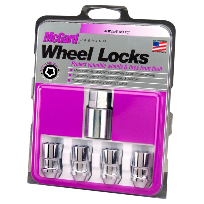 McGard Wheel Lock Nut Set 4pk. (Cone Seat) M12X1.5 / 19mm & 21mm Dual Hex / 1.46in. L Chrome 24137