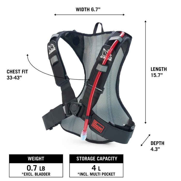 USWE Outlander Hydration Pack, Hydration Backpack with Water Bladder Included - Backpack for Cycling, MTB, Trail Running & More (4L, Black)