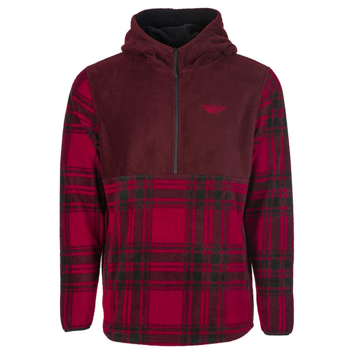 Fly Racing 354-0022M Fly Half Zip Pullover Hoodie Red Plaid Md