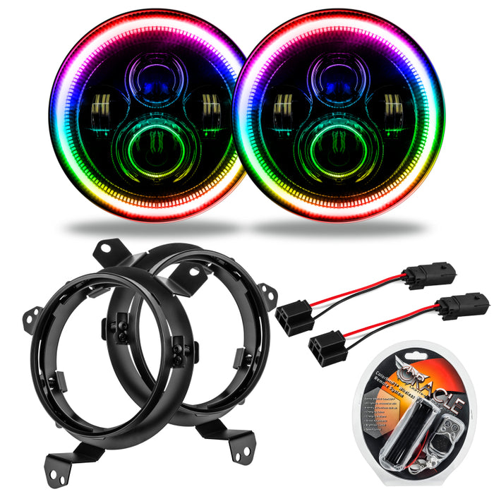 Oracle compatible with Jeep Wrangler JL/Gladiator JT 7in. High Powered LED Headlights (Pair) ColorSHIFT SEE WARRANTY 5769J-330