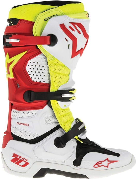 Alpinestars Unisex-Adult Tech 10 Boots (White/Red/Yellow, Size 7)